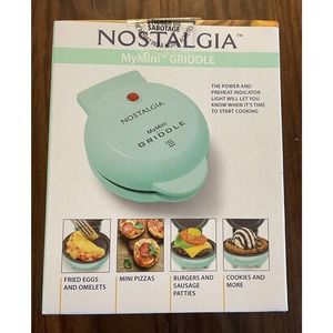 Nostalgia MyMini Mini GRIDDLE 5" Non-Stick Cooking Surface Factory Teal *NEW*